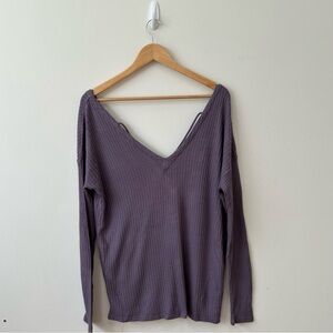 Chaser Tops Womens Medium Purple Long Sleeves Blouse V Neck New